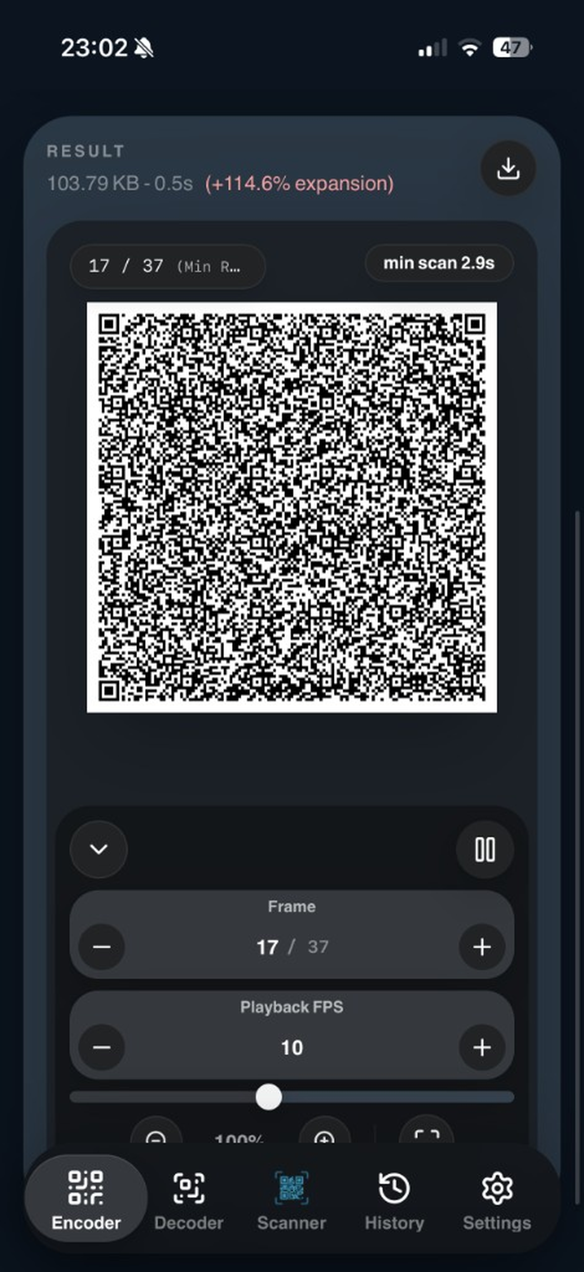 AirQR encoder: animated QR GIF